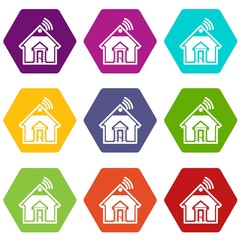 Fototapeta premium Home icons 9 set coloful isolated on white for web