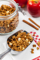 Apple Cinnamon Granola Breakfast. Selective focus.