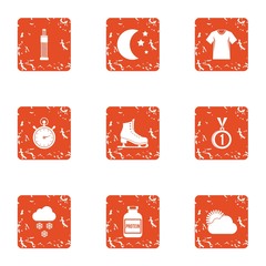 Physical condition icons set. Grunge set of 9 physical condition vector icons for web isolated on white background