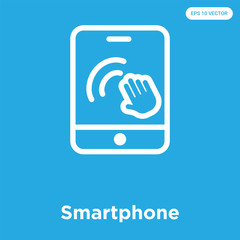 Smartphone icon isolated on blue background