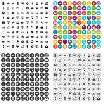 100 website icons set vector in 4 variant for any web design isolated on white