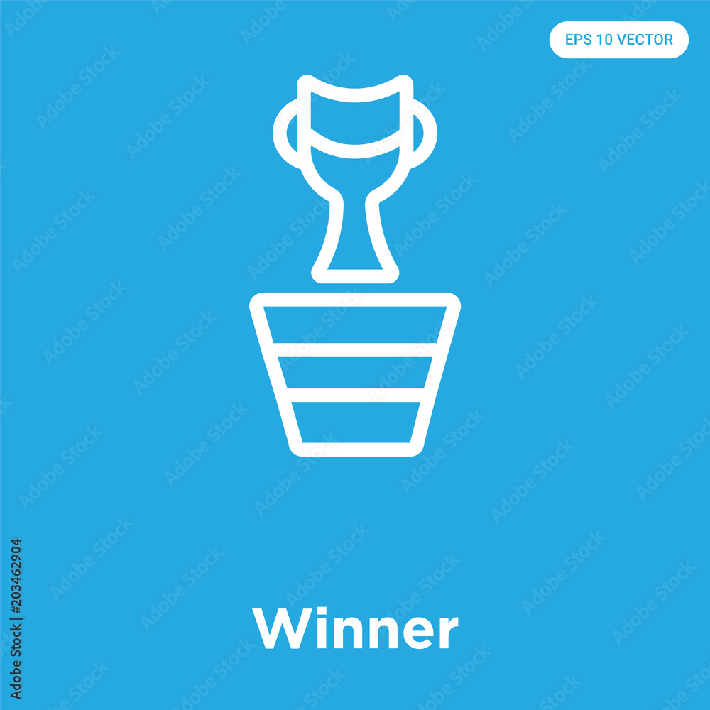 Wall mural Winner icon isolated on blue background