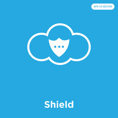 Shield icon isolated on blue background