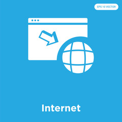 Internet icon isolated on blue background