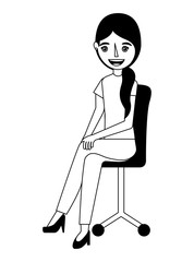 young woman sitting in the office chair vector illustration