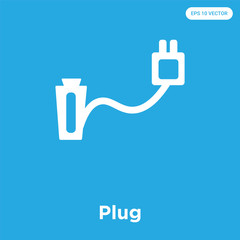 Plug icon isolated on blue background