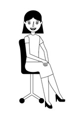 young woman sitting in the office chair vector illustration
