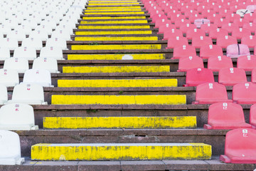 Red and white stadium seats.