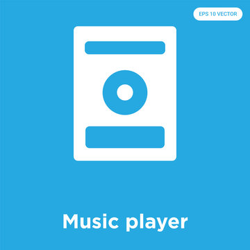 Music player icon isolated on blue background