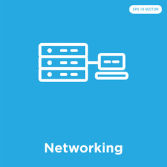 Networking icon isolated on blue background