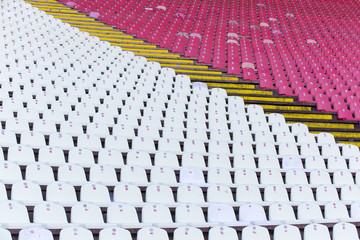 Red and white stadium seats.