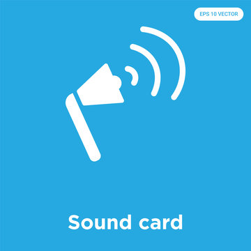 Sound card icon isolated on blue background