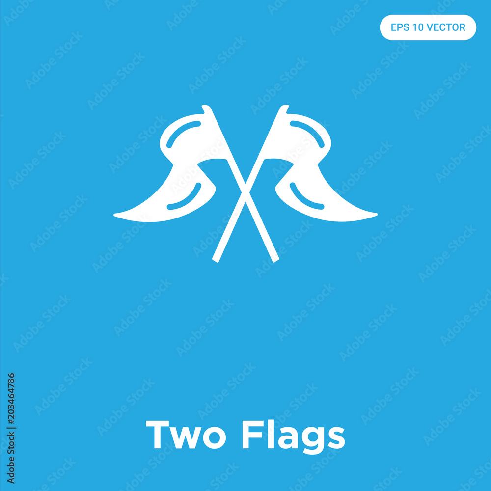 Sticker Two Flags icon isolated on blue background