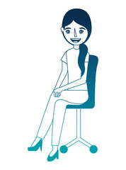 young woman in office chair avatar character vector illustration design