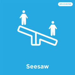 Seesaw icon isolated on blue background
