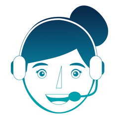 young woman with headset avatar character vector illustration design