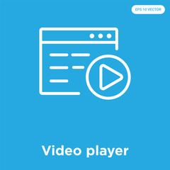 Video player icon isolated on blue background