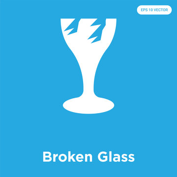 Broken Glass Icon Isolated On Blue Background