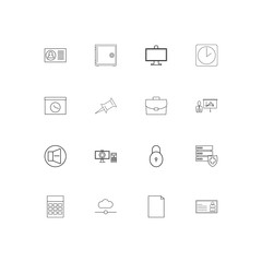 Business linear thin icons set. Outlined simple vector icons