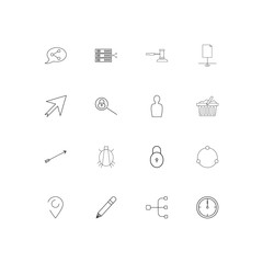 Business linear thin icons set. Outlined simple vector icons