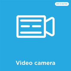 Video camera icon isolated on blue background