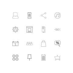 Business linear thin icons set. Outlined simple vector icons