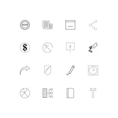 Business linear thin icons set. Outlined simple vector icons