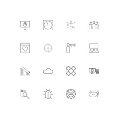 Business linear thin icons set. Outlined simple vector icons