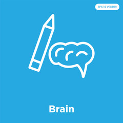 Brain icon isolated on blue background