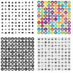 Fototapeta na wymiar 100 building icons set vector in 4 variant for any web design isolated on white
