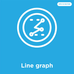 Line graph icon isolated on blue background