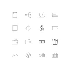 Banking, Finance And Money linear thin icons set. Outlined simple vector icons