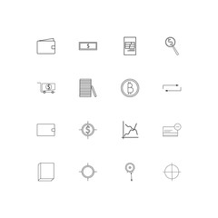 Banking, Finance And Money linear thin icons set. Outlined simple vector icons