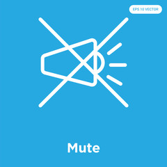 Mute icon isolated on blue background