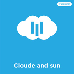 Cloude and sun icon isolated on blue background