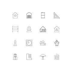 Buildings And Constructions linear thin icons set. Outlined simple vector icons