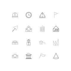 Buildings And Constructions linear thin icons set. Outlined simple vector icons
