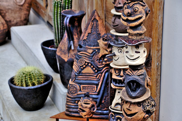 Fototapeta premium Wooden, happy statue