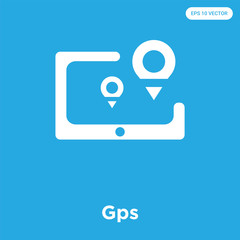 Gps icon isolated on blue background