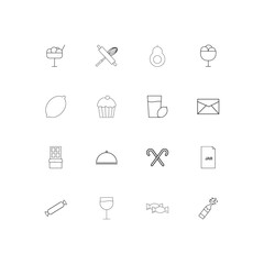 Food And Drink linear thin icons set. Outlined simple vector icons