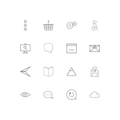 Interface linear thin icons set. Outlined simple vector icons