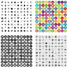 100 woman happy icons set vector in 4 variant for any web design isolated on white