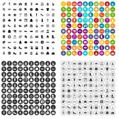 100 woman shopping icons set vector in 4 variant for any web design isolated on white