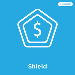 Shield icon isolated on blue background