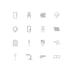 Furniture And Home Accents linear thin icons set. Outlined simple vector icons