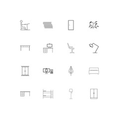 Furniture And Home Accents linear thin icons set. Outlined simple vector icons