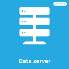 Data server icon isolated on blue background