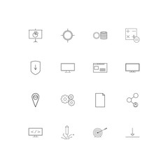 Web linear thin icons set. Outlined simple vector icons