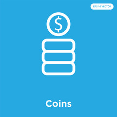 Coins icon isolated on blue background