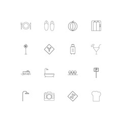 Travel And Tourism linear thin icons set. Outlined simple vector icons
